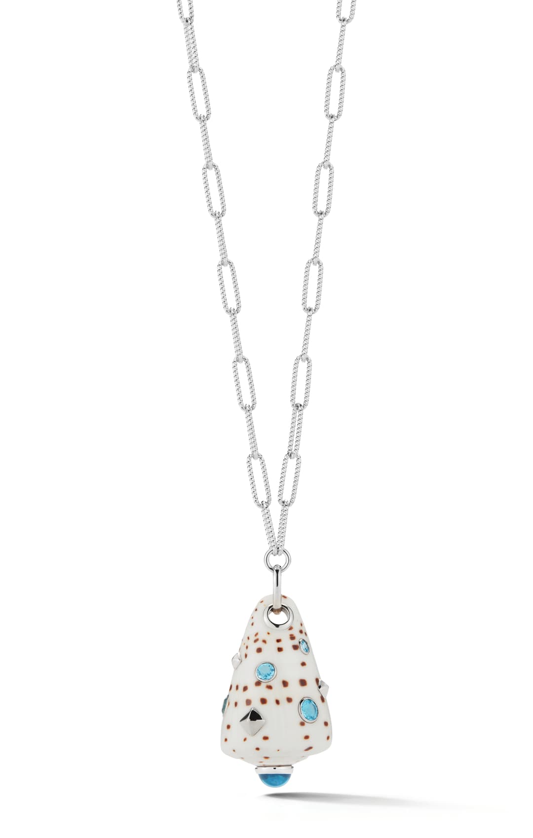 18K White Gold Blue Topaz Pendant