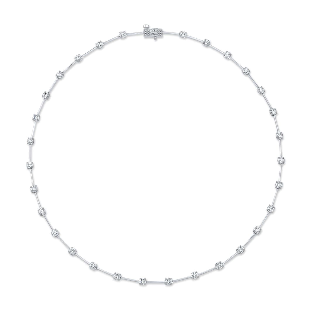 18K White Gold Diamond Bar Necklace