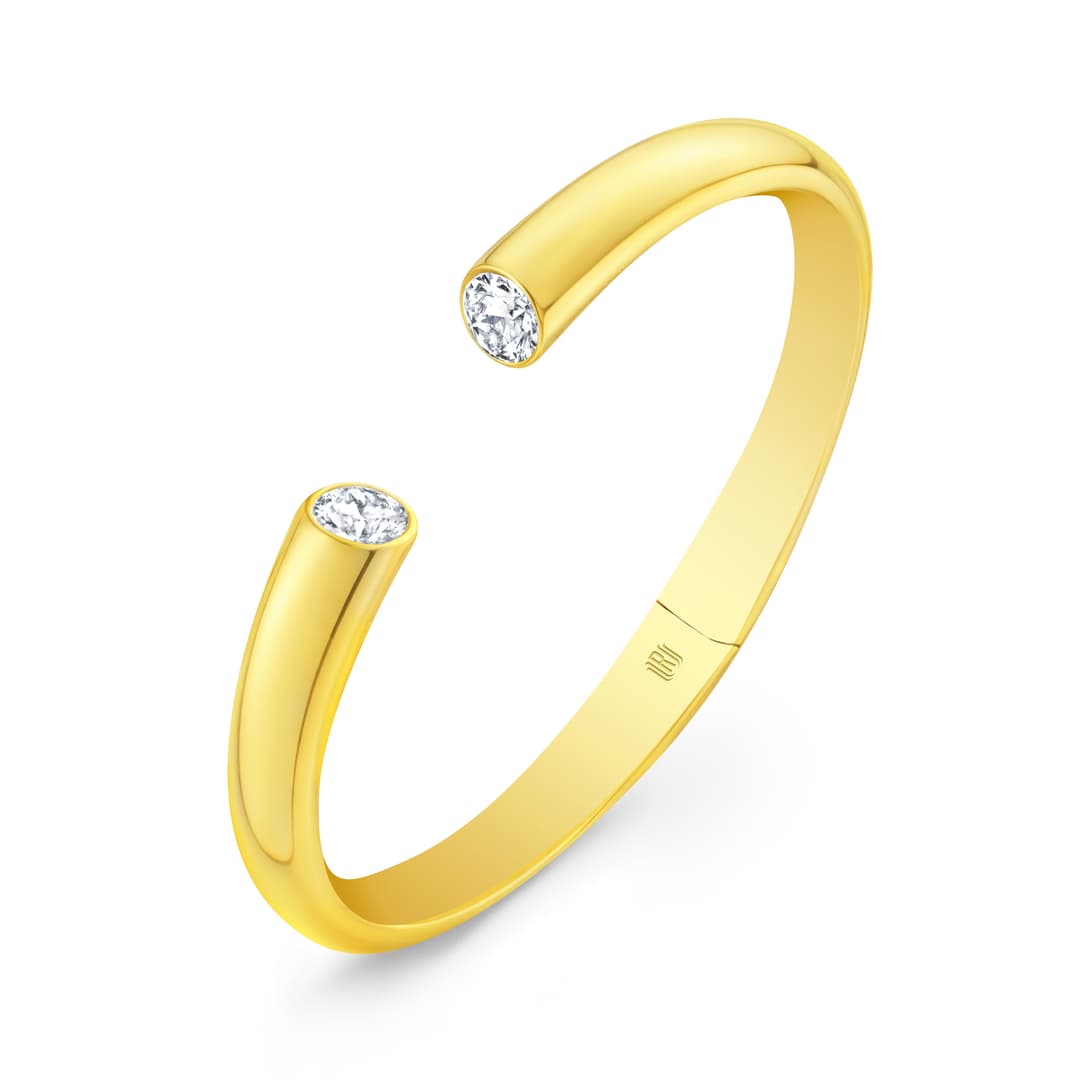 18K Yellow Gold Diamond Open Cuff Bracelet