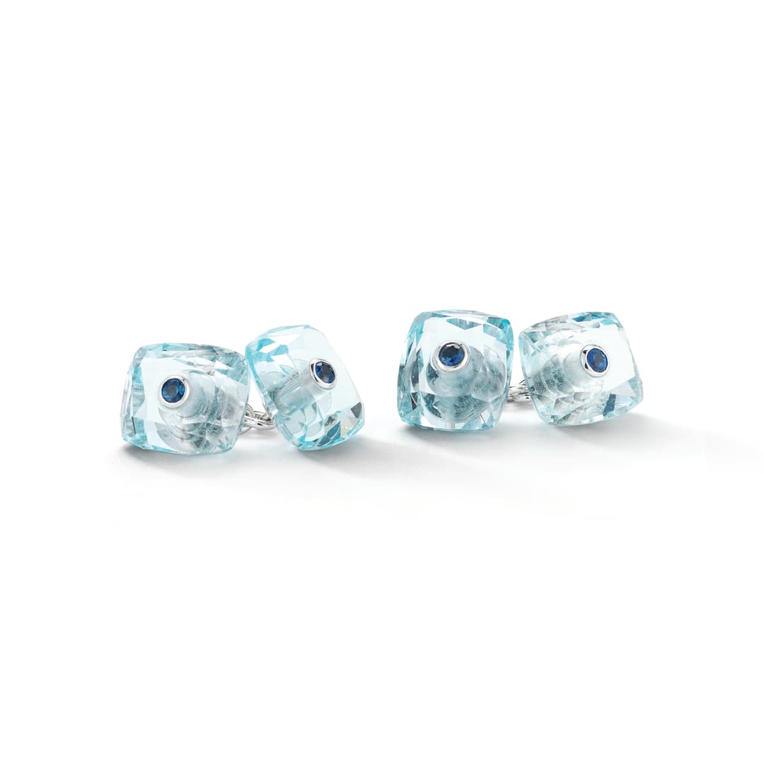18K White Gold Cuff Links