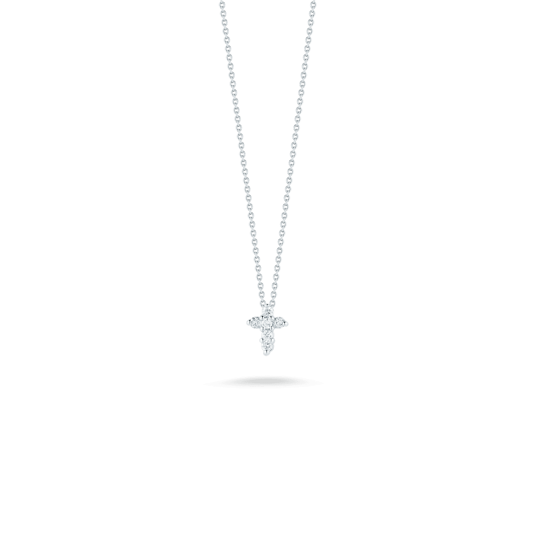 18K White Gold Diamond Baby Cross Pendant