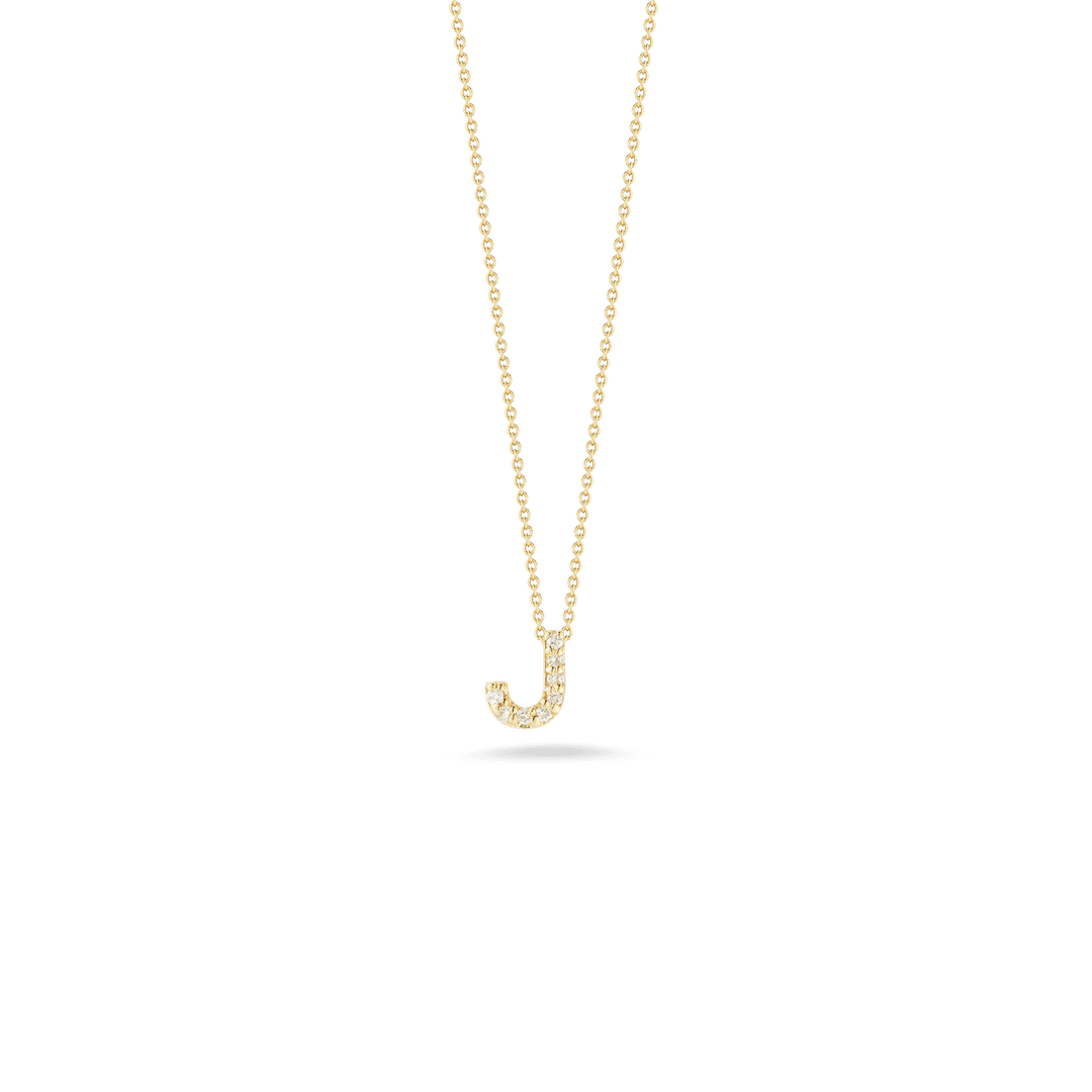 18K Yellow Gold Diamond J Pendant