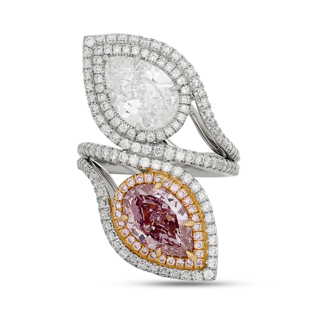 Platinum Diamond Bypass Halo Ring