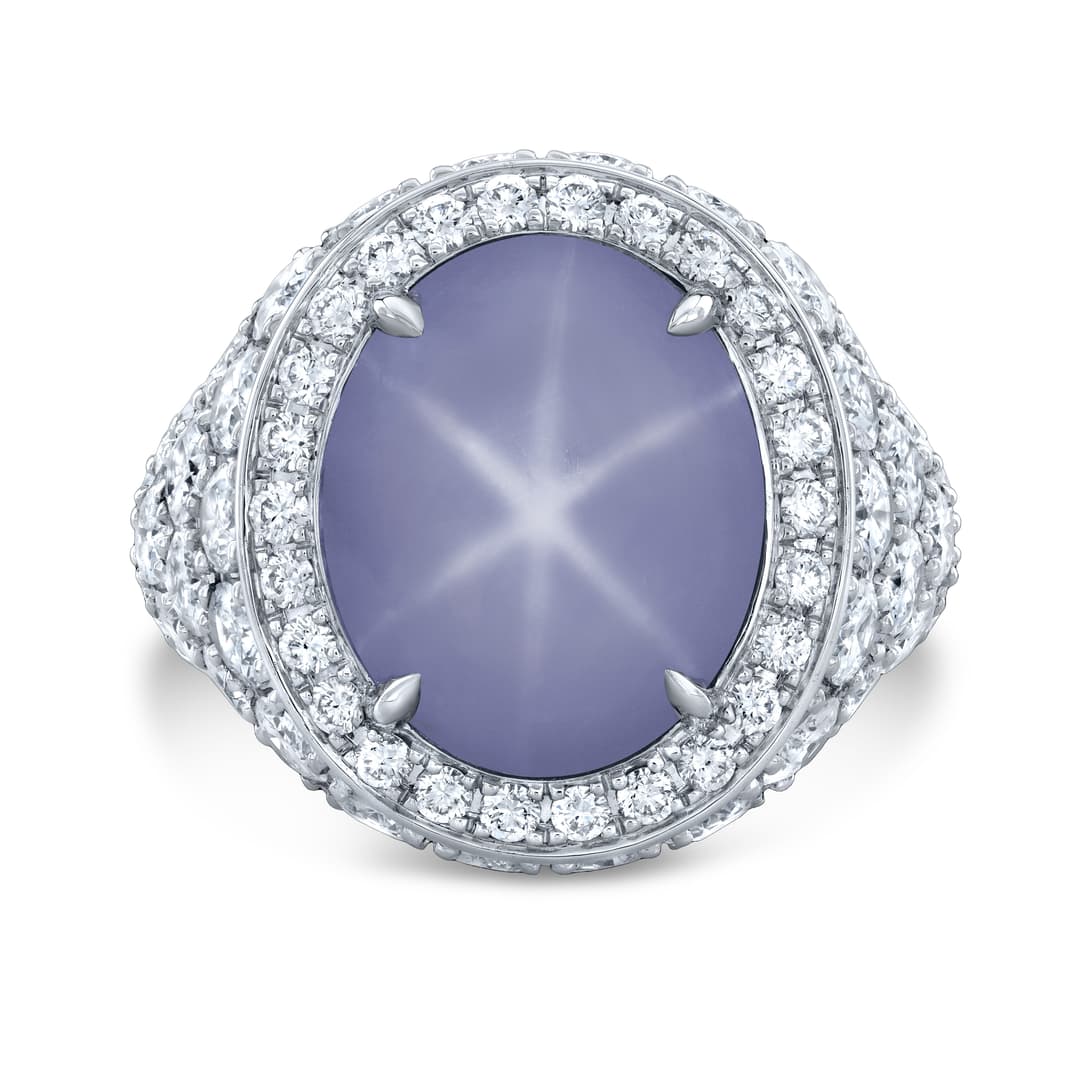 Platinum Diamond Sapphire Halo Ring