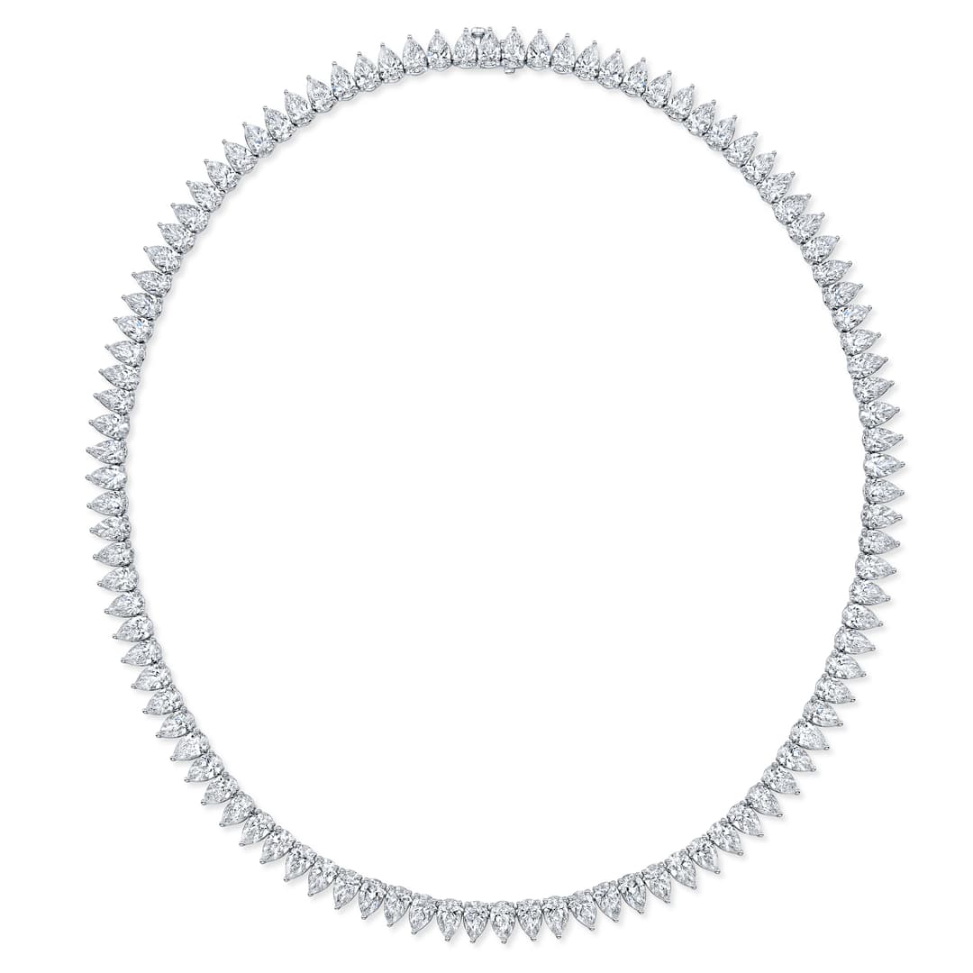 18K White Gold Diamond Line Necklace