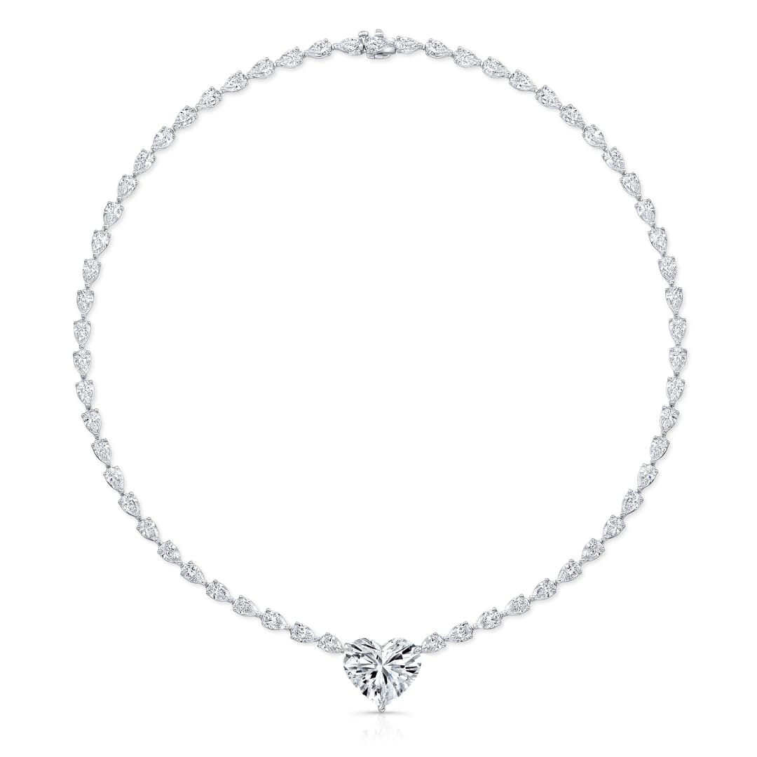 18K White Gold Diamond Halo Necklace