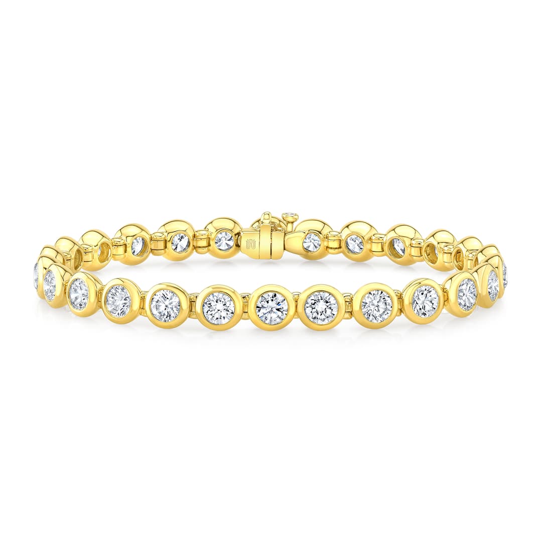 18K Yellow Gold Diamond Bezel Bracelet
