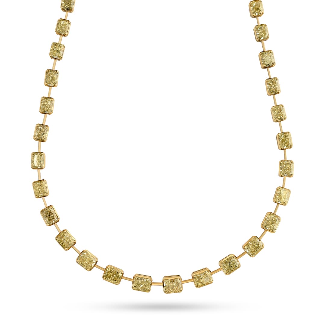 18K Yellow Gold Diamond Bar Necklace