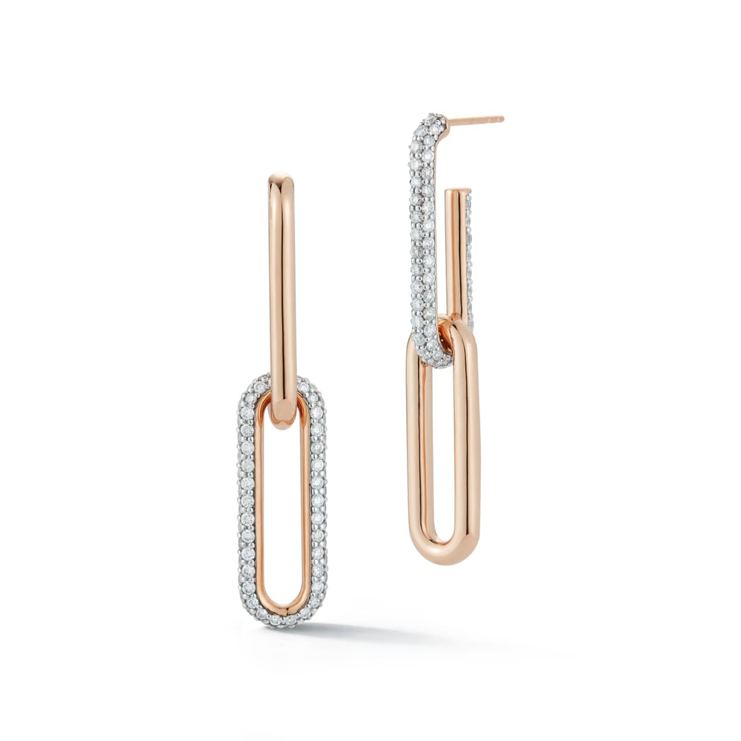 18K Rose Gold Diamond Dangle Earrings