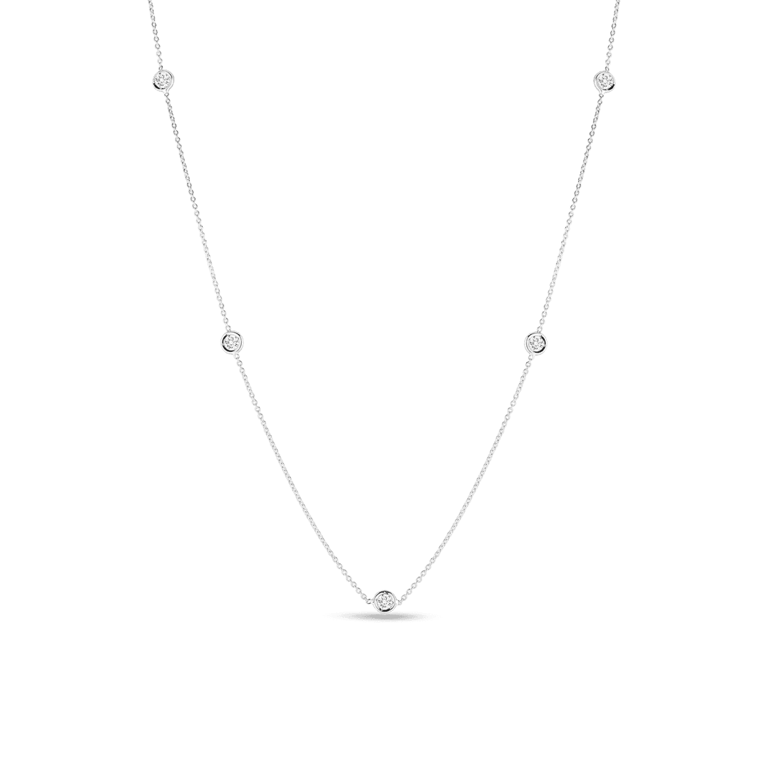 18K White Gold Diamond Station Necklace