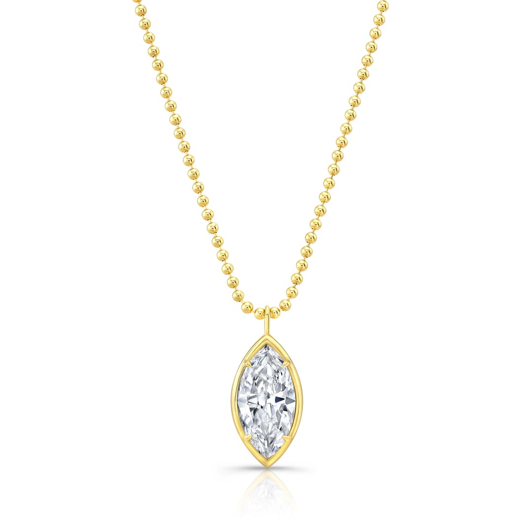 18K Yellow Gold Marquise Diamond Pendant