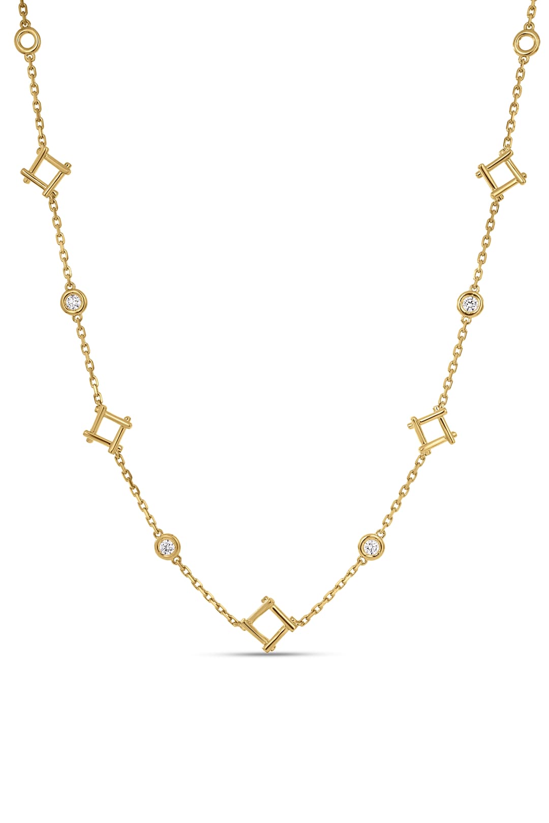 18K Yellow Gold Diamond Domino Necklace