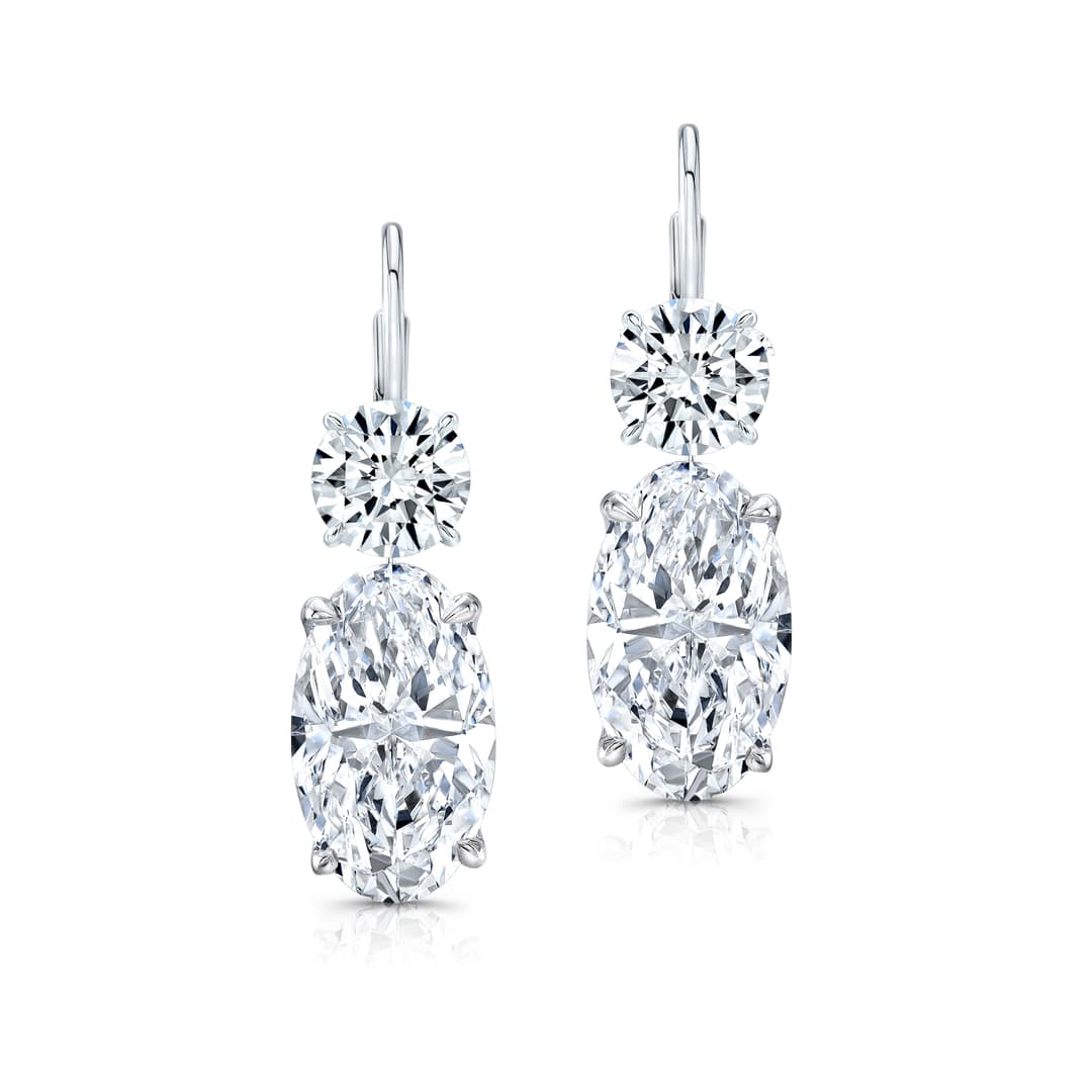 18K White Gold Diamond Dangle Earrings