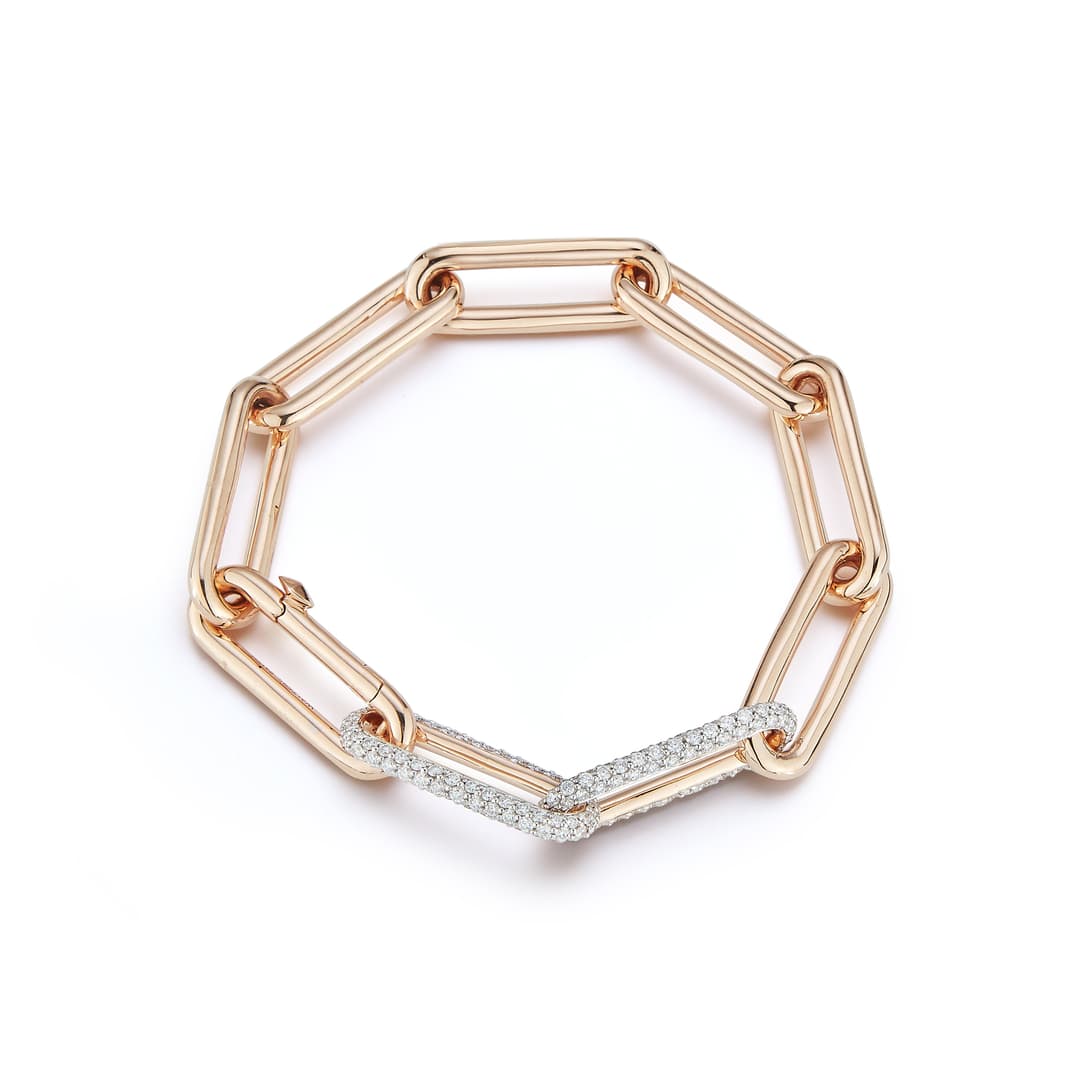 18K Rose Gold Diamond Link Bracelet