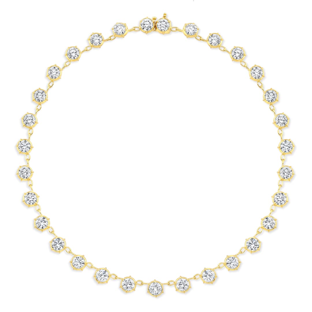 18K Yellow Gold Diamond Bezel Necklace