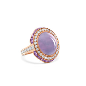 Robert Procop 18K Rose Gold Purple Double Star Diamond Sapphire Ring