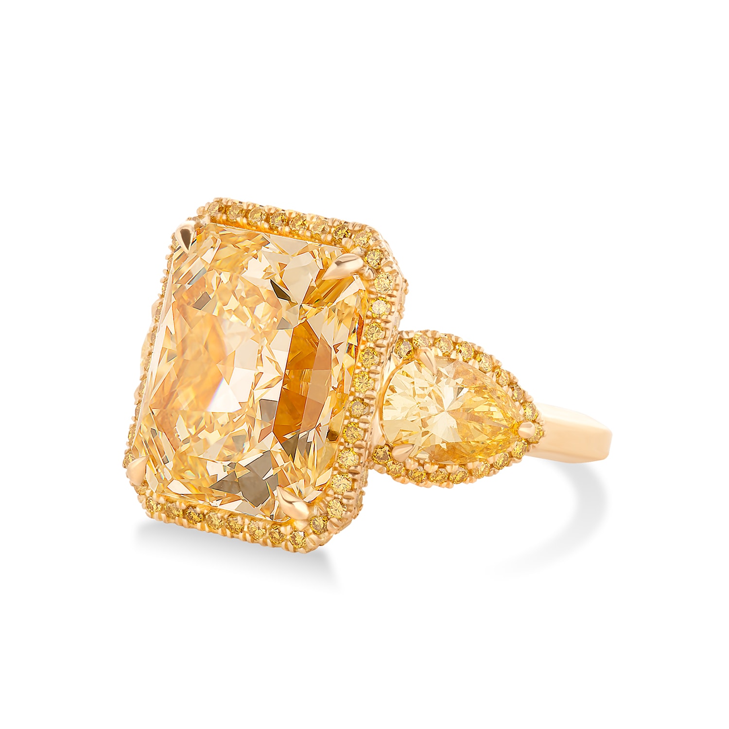 2.90CT NATURAL FANCY VIVID YELLOW BROWNISH DIAMOND PEAR SHAPE RING 18K –  Avis Diamond Galleries