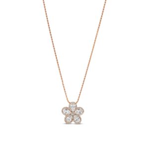 Yamron Collection 18K Rose Gold Diamond Flower Pendant