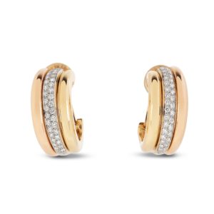 Cartier 18K Tri Gold Diamond Earrings