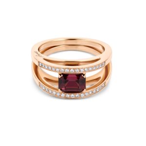 Yamron Estate 18K Rose Gold Diamond Garnet Ring