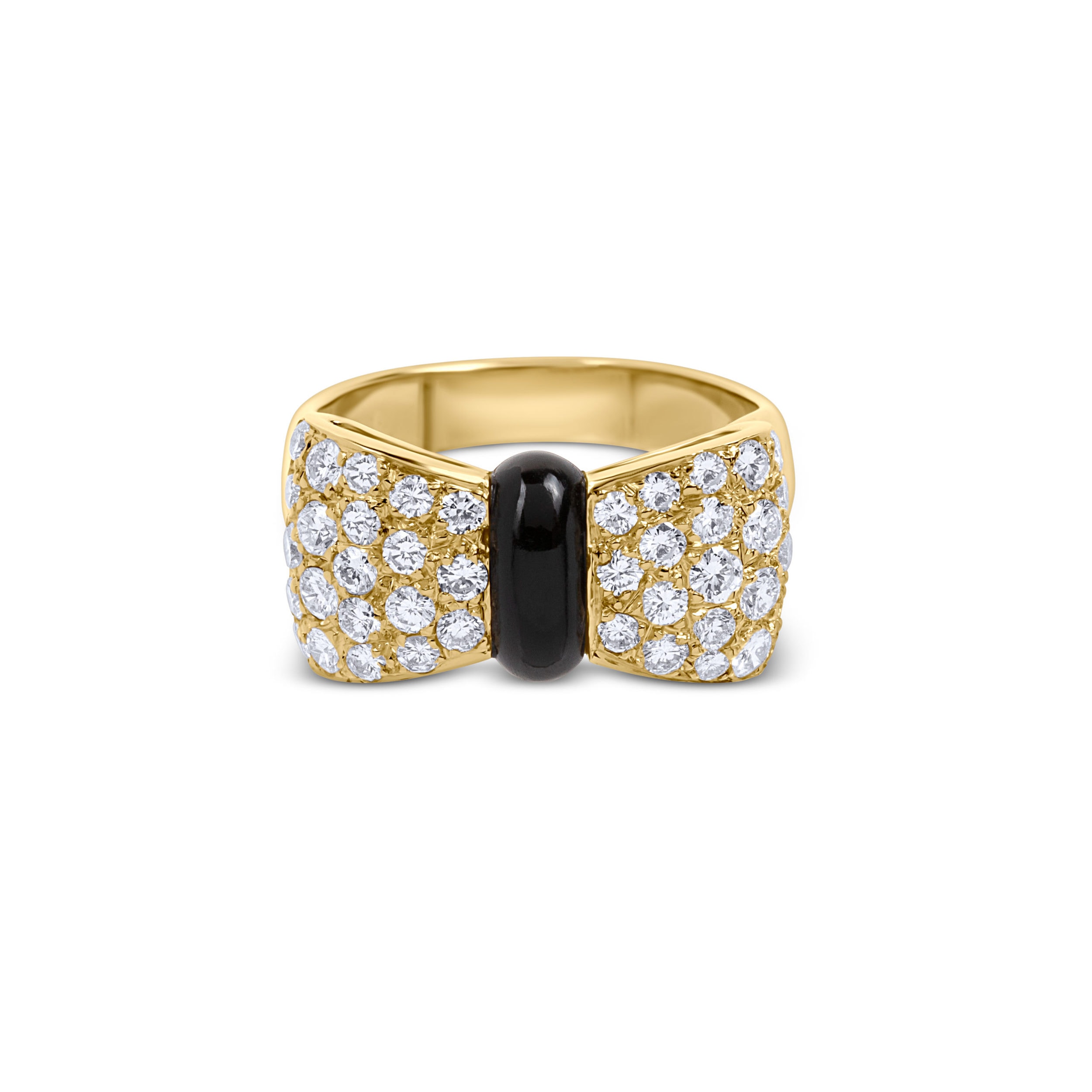 VAN CLEEF & ARPELS 18KYG Diamond & Onyx Bow Ring - Yamron Jewelers