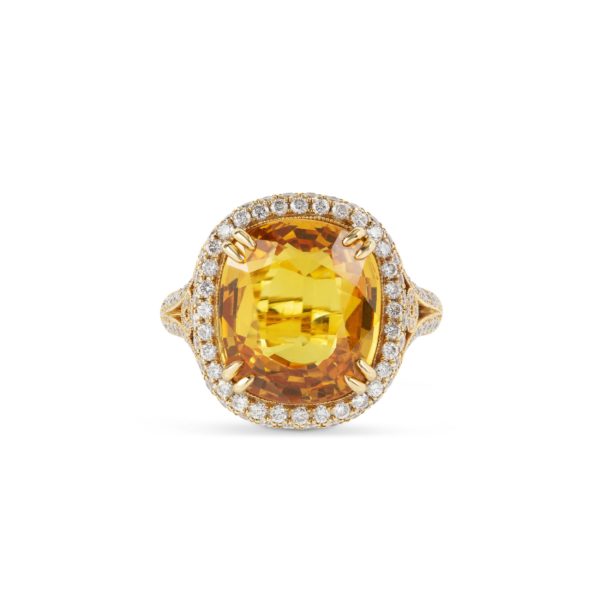 Diamond and Yellow Sapphire Halo Ring