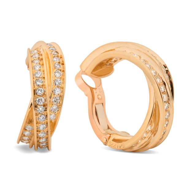 Cartier 18K Yellow Gold Diamond Clip-on Trinity Earrings