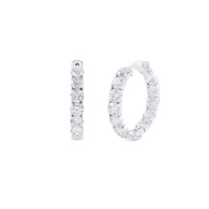Featured here is a pair of Yamron Collection 18k White Gold Diamond In & Out Hoops. The total diamond weight of these stunning earrings is 14.23ct.