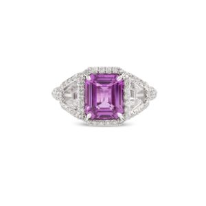 Yamron Collection Platinum Diamond Pink Sapphire Ring