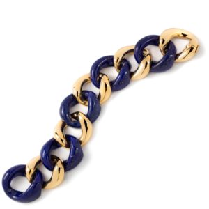 Seaman Schepps 18K Yellow Gold Lapis Link Bracelet