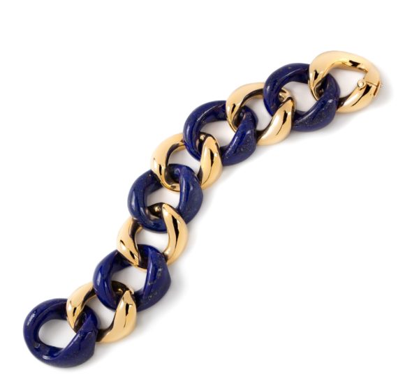 Seaman Schepps 18K Yellow Gold Lapis Link Bracelet