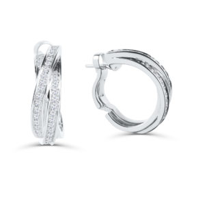 Cartier 18K White Gold Diamond Clip-on Hoop Trinity Earrings