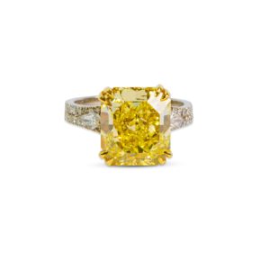 Yamron Collection 18K Yellow Gold Platinum Diamond Ring