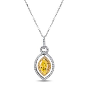 Yamron Collection 18K Titanium Yellow Diamond Halo Pendant