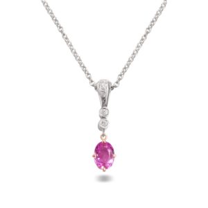 Yamron Collection Platinum Diamond & Pink Sapphire Pendant
