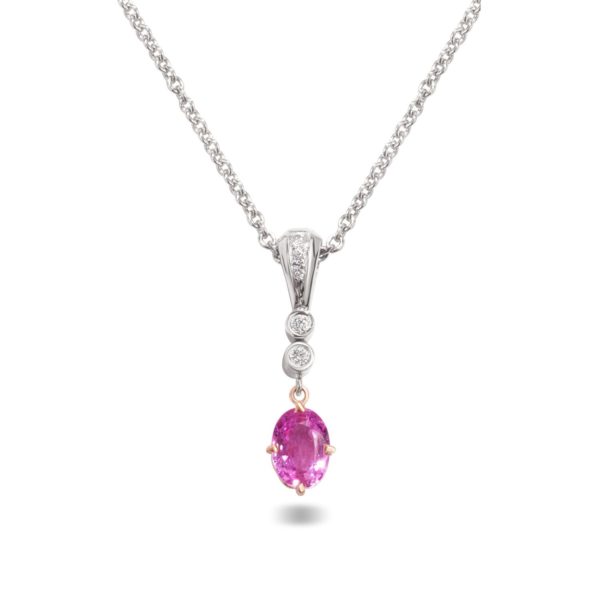 Yamron Collection Platinum Diamond & Pink Sapphire Pendant
