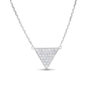 14K White Gold Diamond Triangle Pendant