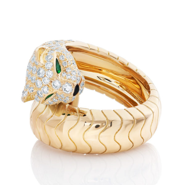 Cartier 18K Yellow Gold Panthere Head Bypass Ring