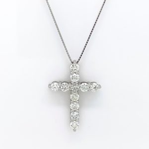 Yamron Collection 14K White Gold Diamond Cross Pendant