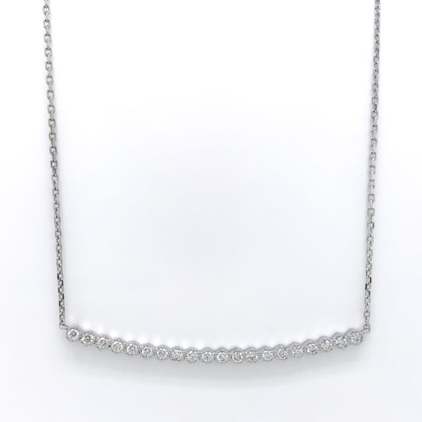 Yamron Collection 14K White Gold Diamond Bar Necklace