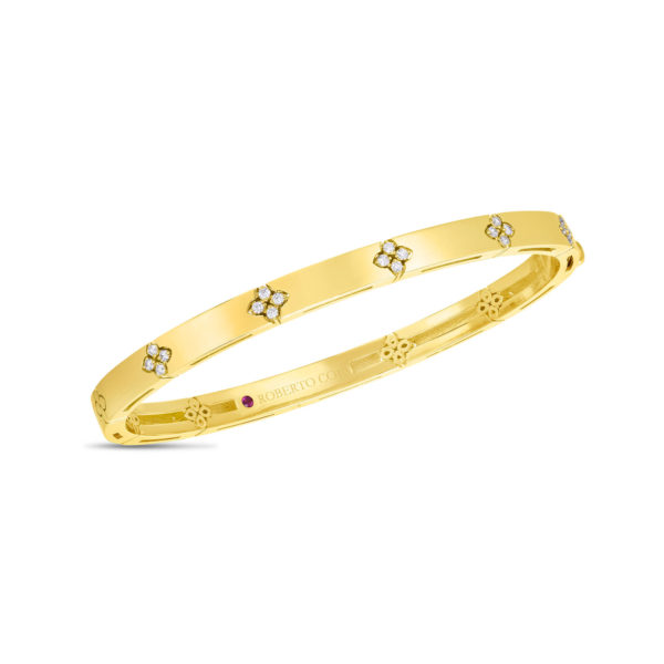 Roberto Coin Love In Verona 18k Yellow Gold Diamond Bangle Bracelet
