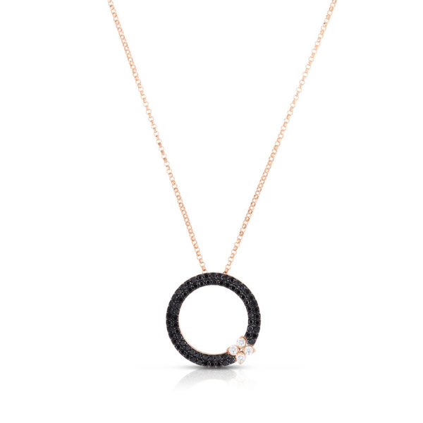 Roberto Coin Love In Verona 18k Rose Gold Black Diamond Black Rhodium Necklace