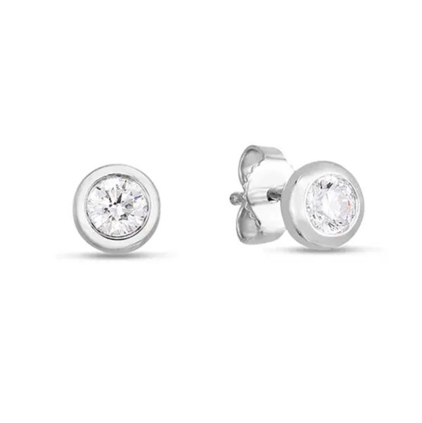 Roberto Coin 18k White Diamond Bezel Stud Earrings