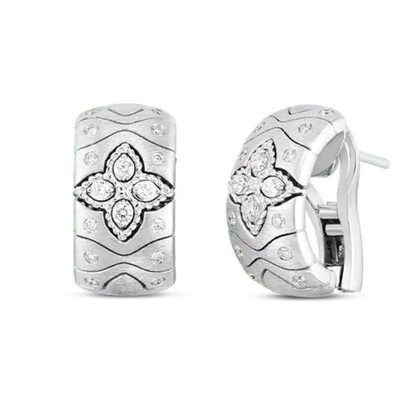 ROBERTO COIN 18KWG Diamond Royal Princess Flower Earrings