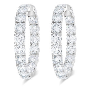 Yamron Collection 18k White Gold Diamond In & Out Hoops