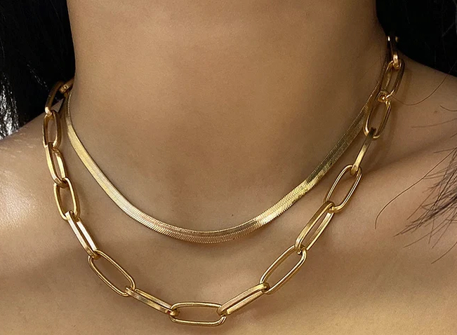 Hollow Gold Paper Clip Chain Necklace | Sparkle Society
