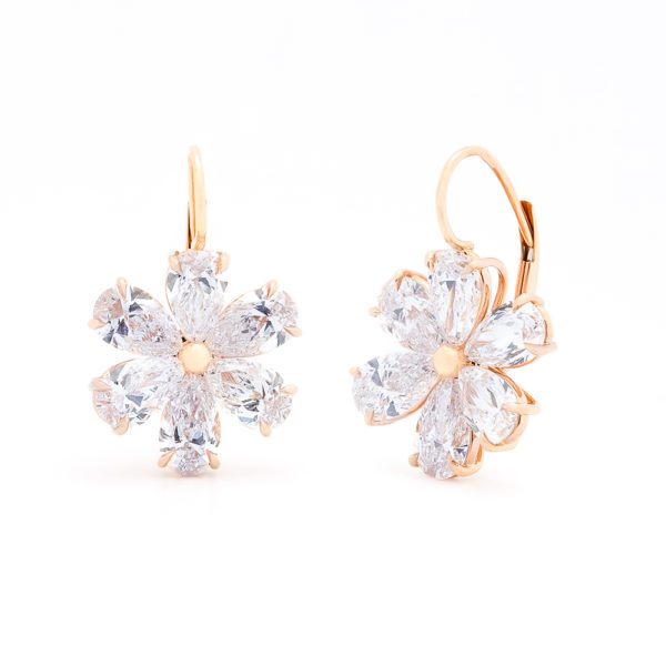 Rahaminov 18K Rose Gold Diamond Flower Earrings