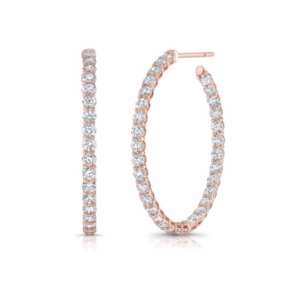 Rahaminov 18K Rose Gold Inside Out Diamond Hoop Earrings