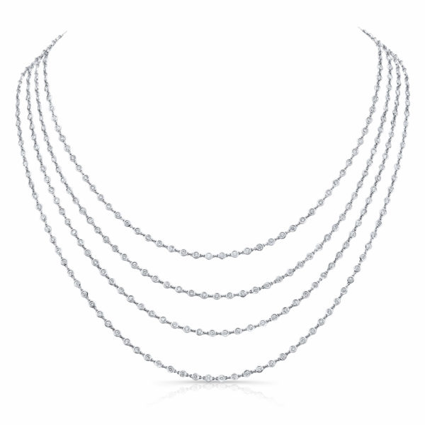 Rahaminov 18k White Gold Diamond By The Yard Necklace