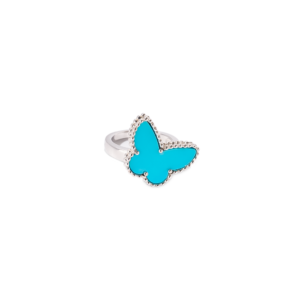 Van Cleef & Arpels 18K White Gold Turquoise Butterfly Ring